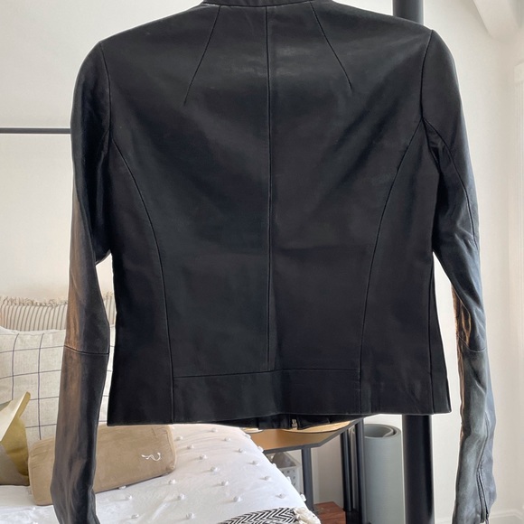 BCBG Minimalist Black Leather Jacket - Picture 5 of 14